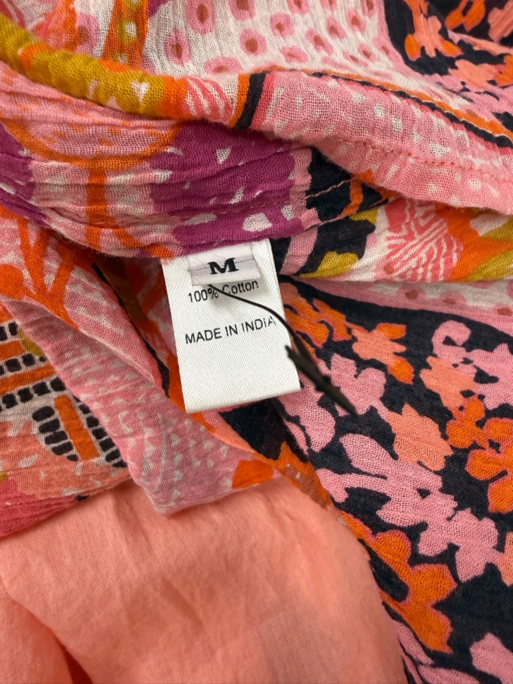 Banjanan Pink & Orange Floral Smocked Dress - M - Picture 9 of 16